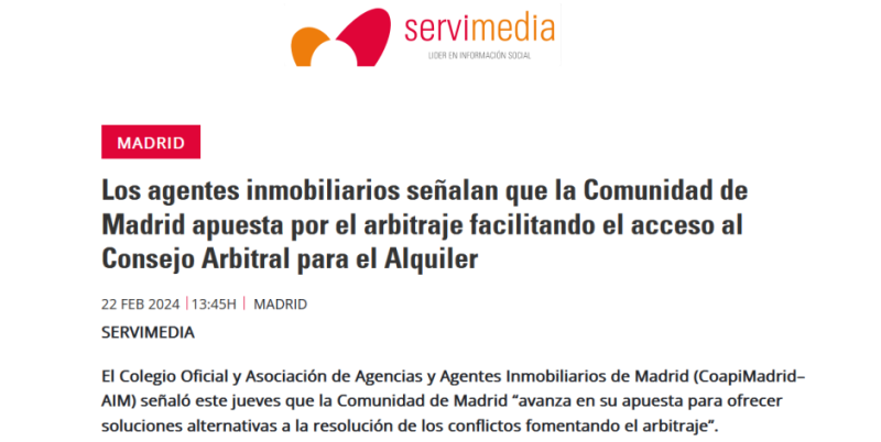 Los medios se hacen eco del impulso del arbitraje de COAPIMADRID AIM en la Comunidad de Madrid